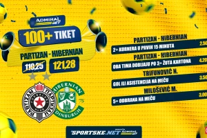 AdmiralBet 100+ tiket - Trifunović, Milošević, korneri i kartoni za kvotu 121,28